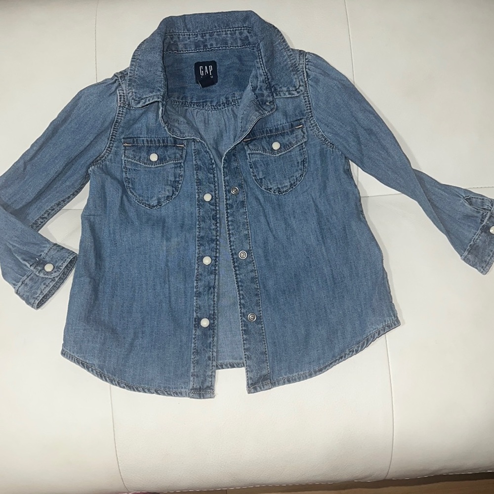 Gap denim button up top for toddler girl